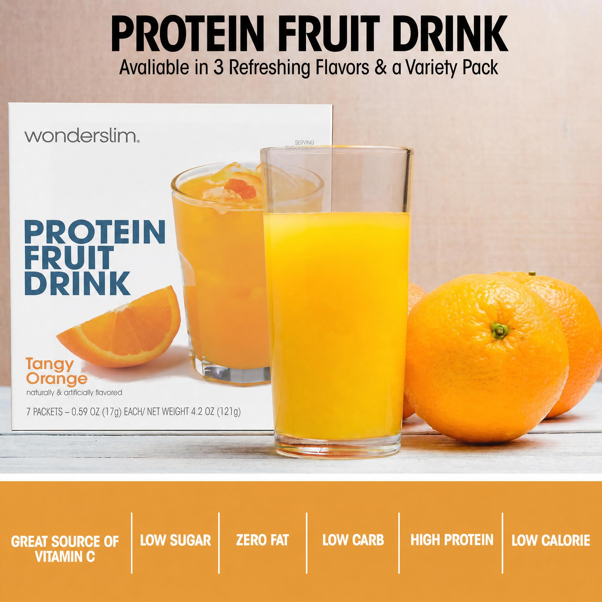 Amazon.com : WonderSlim Protein Fruit Drink, Tangy Orange, No Fat